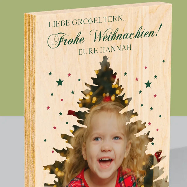 Form-Collage: Weihnachtsbaum Weihnachten - Druck Auf Holz