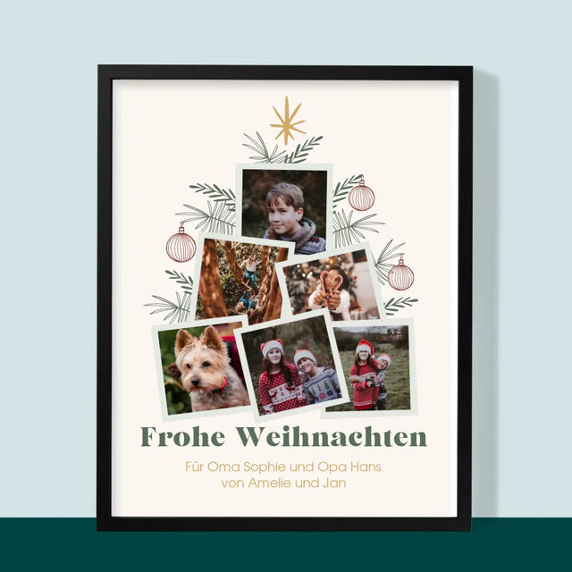 Fotocollage: Weihnachtsbaum - Druck Mit Rahmen 30X40