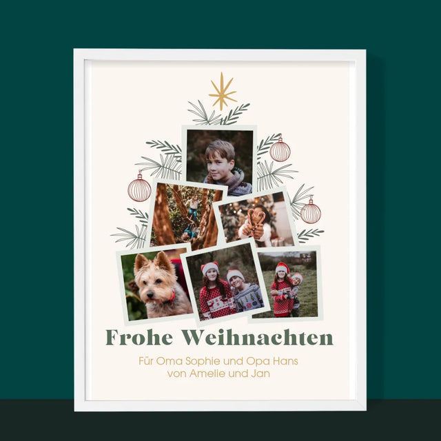 Fotocollage: Weihnachtsbaum - Druck Mit Rahmen 30X40