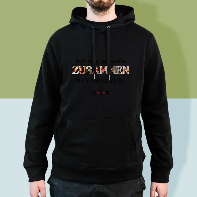 Buchstaben-Collage: Erstes Weihnachten Zusammen - Kapuzenpullover Für Herren