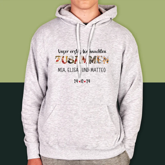 Buchstaben-Collage: Erstes Weihnachten Zusammen - Kapuzenpullover Für Herren