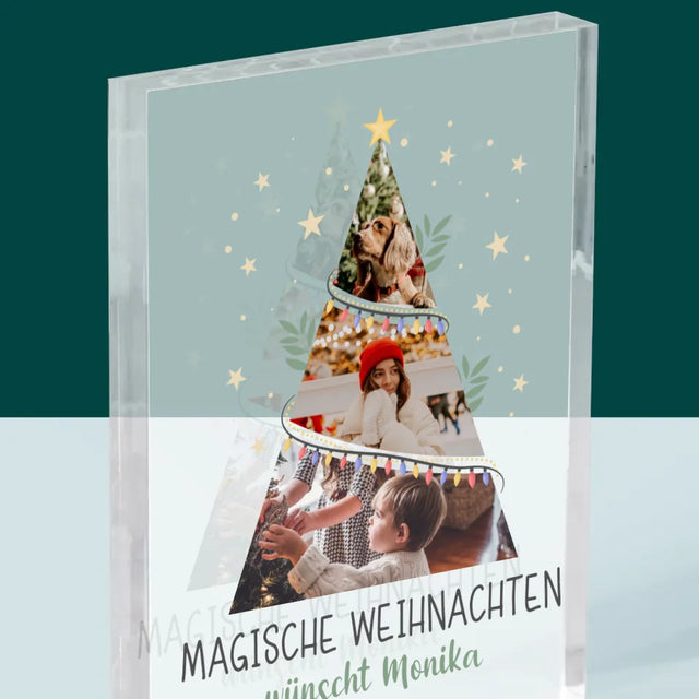 Fotocollage: Magische Weihnachten Weihnachtsbaum - Acrylblock