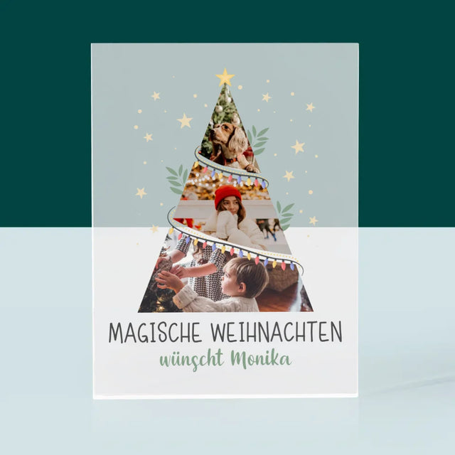 Fotocollage: Magische Weihnachten Weihnachtsbaum - Acrylblock