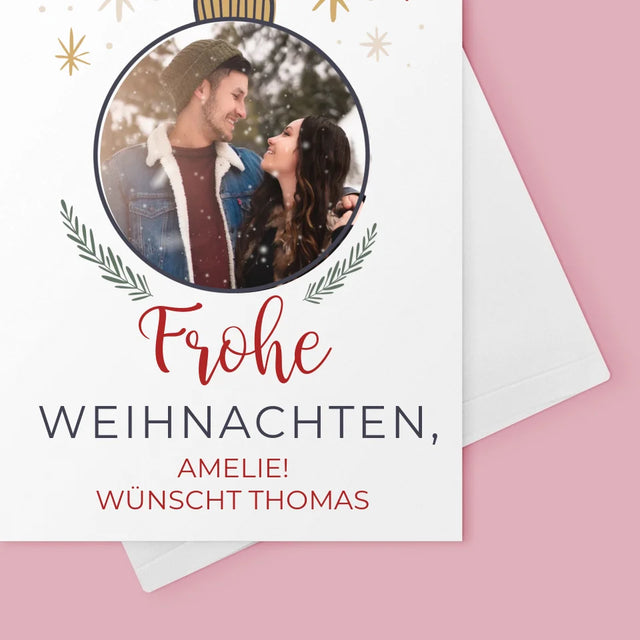 Foto Und Unterschrift: Frohe Weihnachten Weihnachtskugel - Glückwunschkarte