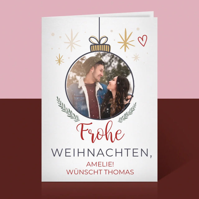 Foto Und Unterschrift: Frohe Weihnachten Weihnachtskugel - Glückwunschkarte