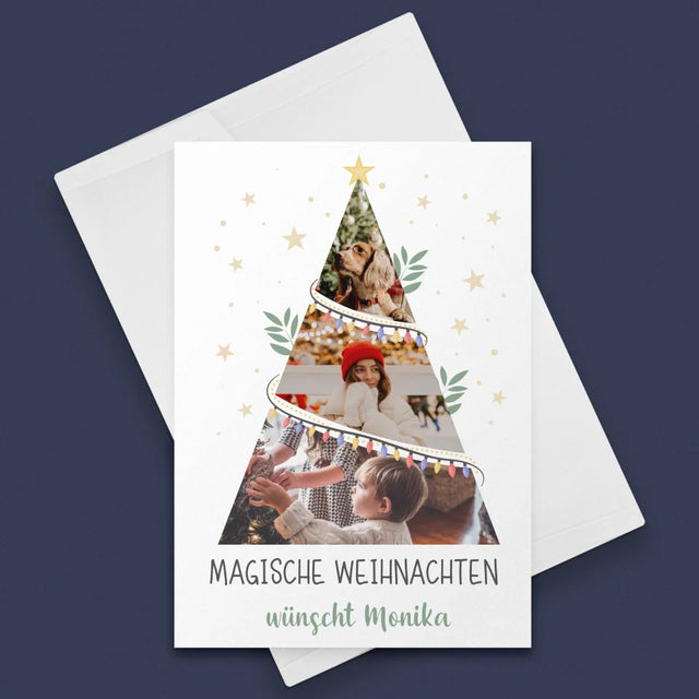 Fotocollage: Magische Weihnachten Weihnachtsbaum - Glückwunschkarte