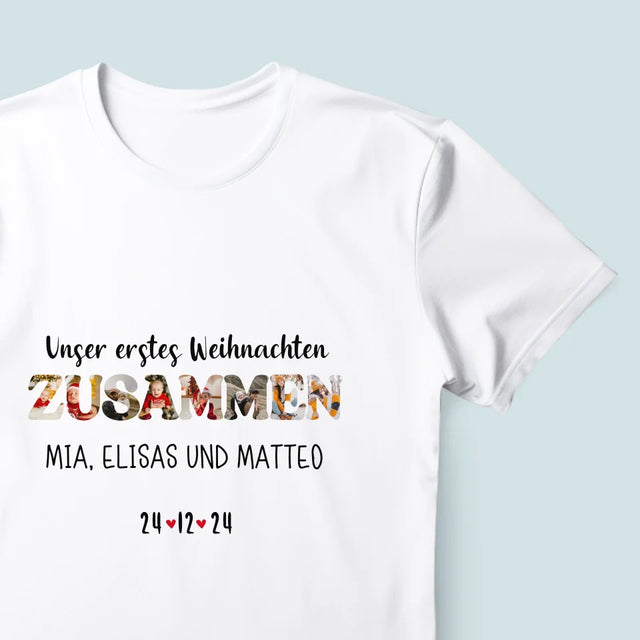 Buchstaben-Collage: Erstes Weihnachten Zusammen - T-Shirt Für Herren