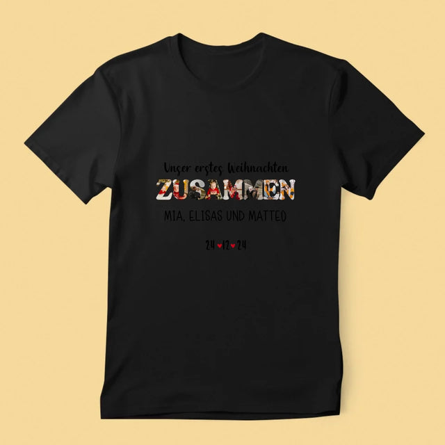 Buchstaben-Collage: Erstes Weihnachten Zusammen - T-Shirt Für Herren