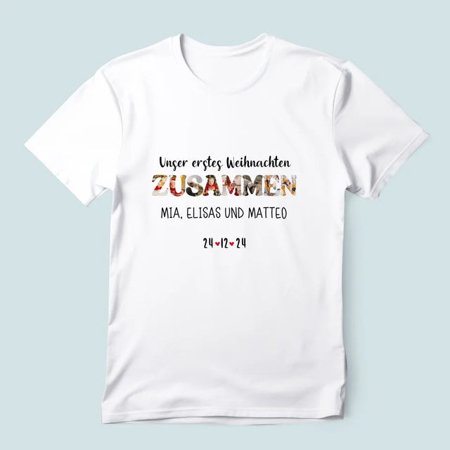 Buchstaben-Collage: Erstes Weihnachten Zusammen - T-Shirt Für Herren