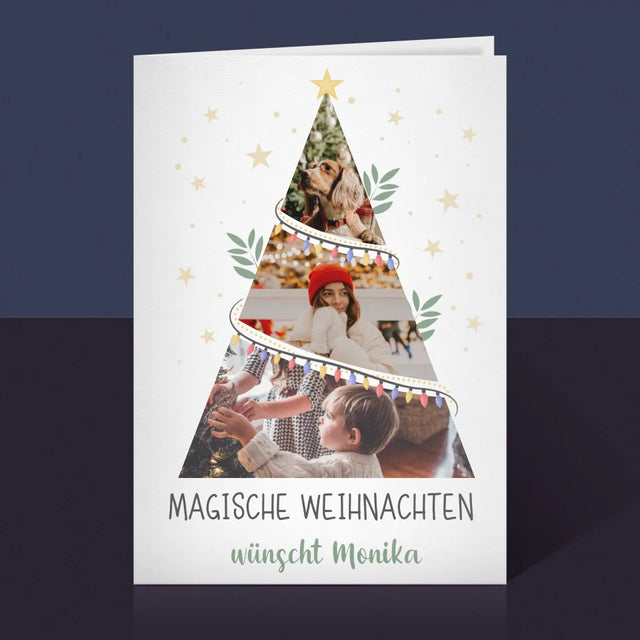 Fotocollage: Magische Weihnachten Weihnachtsbaum - Glückwunschkarte