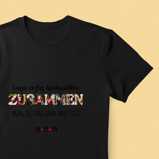 Buchstaben-Collage: Erstes Weihnachten Zusammen - T-Shirt Für Herren