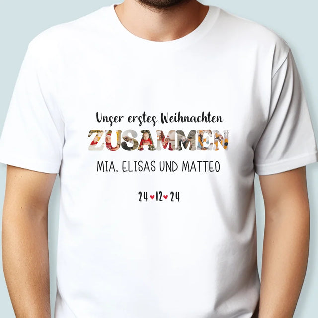 Buchstaben-Collage: Erstes Weihnachten Zusammen - T-Shirt Für Herren