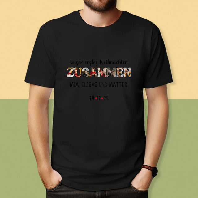 Buchstaben-Collage: Erstes Weihnachten Zusammen - T-Shirt Für Herren