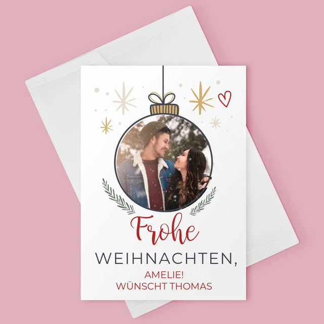 Foto Und Unterschrift: Frohe Weihnachten Weihnachtskugel - Glückwunschkarte