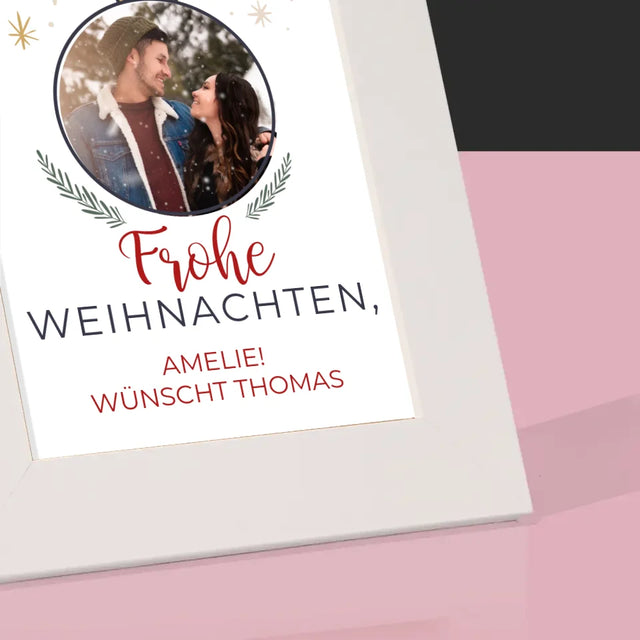 Foto Und Unterschrift: Frohe Weihnachten Weihnachtskugel - Bilderrahmen