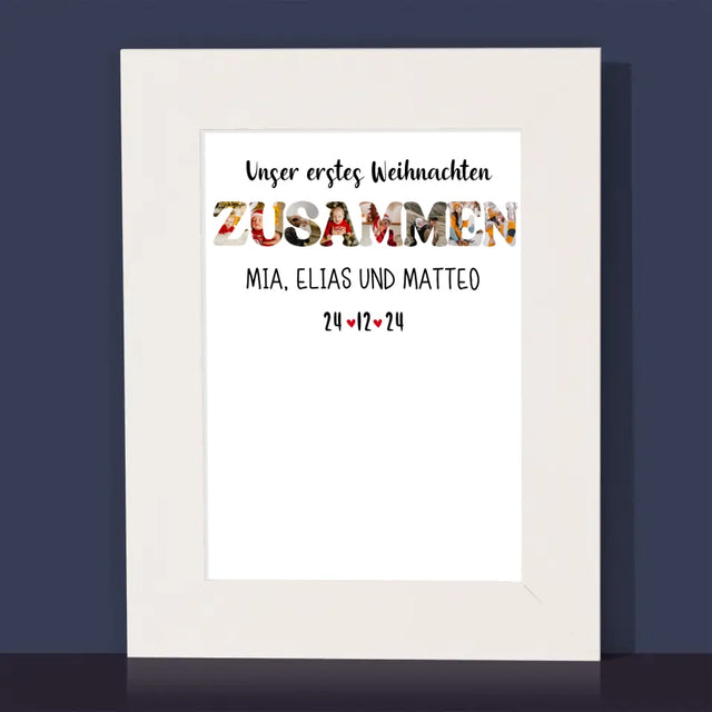 Buchstaben-Collage: Erstes Weihnachten Zusammen - Bilderrahmen