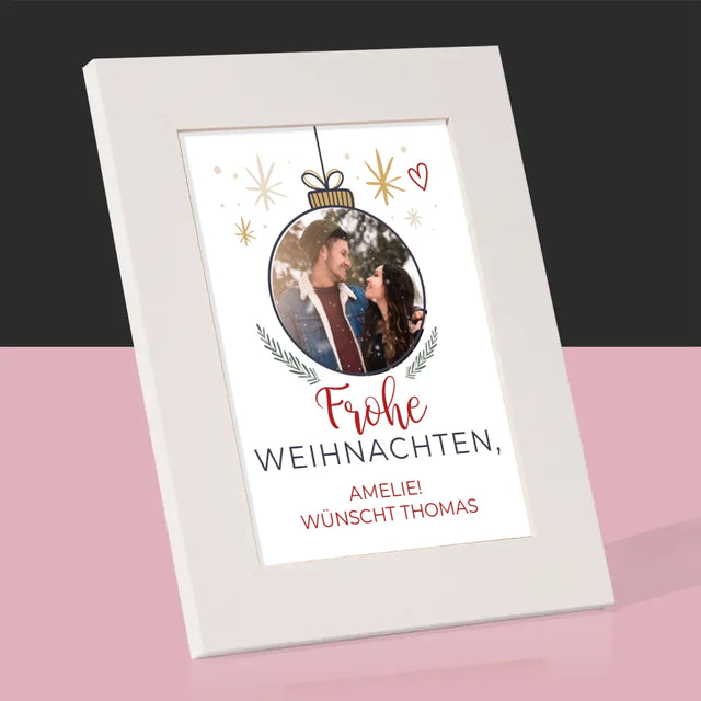 Foto Und Unterschrift: Frohe Weihnachten Weihnachtskugel - Bilderrahmen