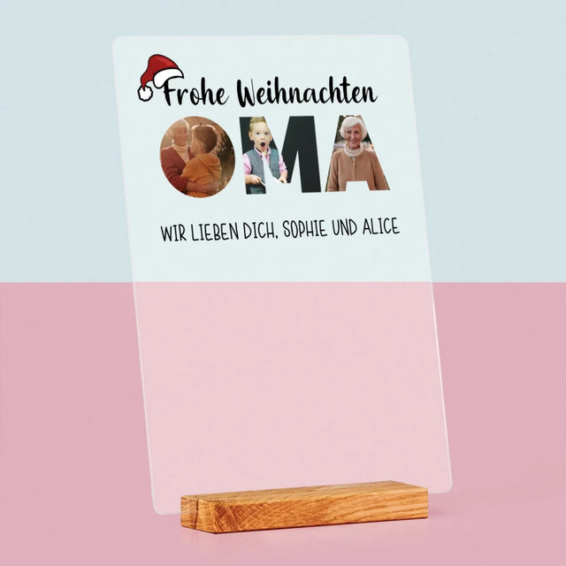 Buchstaben-Collage: Frohe Weihnachten Oma - Druck Auf Acrylglas