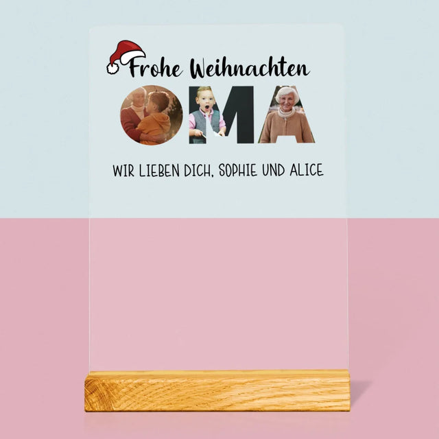 Buchstaben-Collage: Frohe Weihnachten Oma - Druck Auf Acrylglas