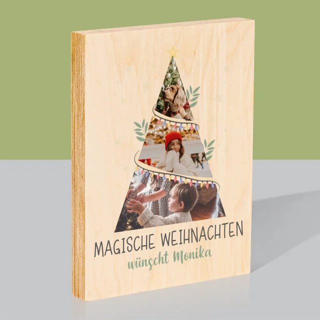 Fotocollage: Magische Weihnachten Weihnachtsbaum - Druck Auf Holz