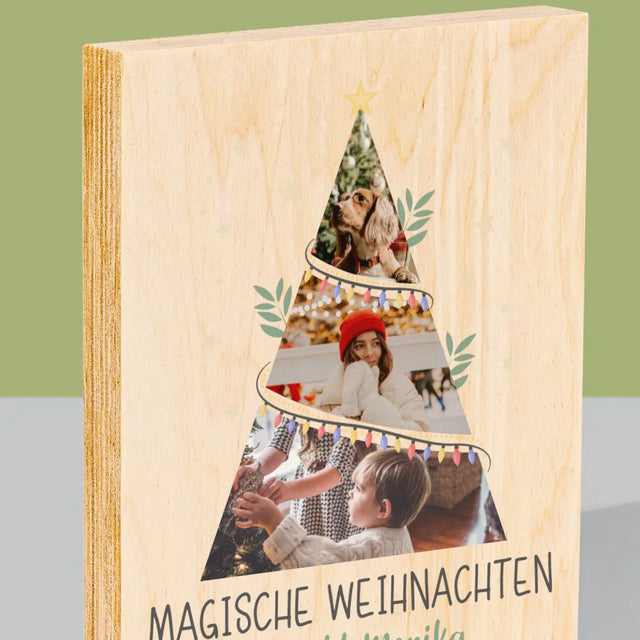 Fotocollage: Magische Weihnachten Weihnachtsbaum - Druck Auf Holz