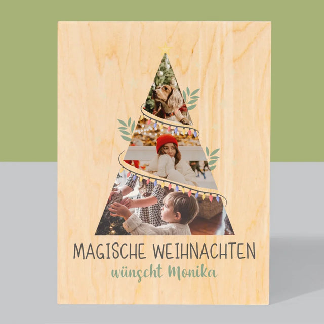 Fotocollage: Magische Weihnachten Weihnachtsbaum - Druck Auf Holz