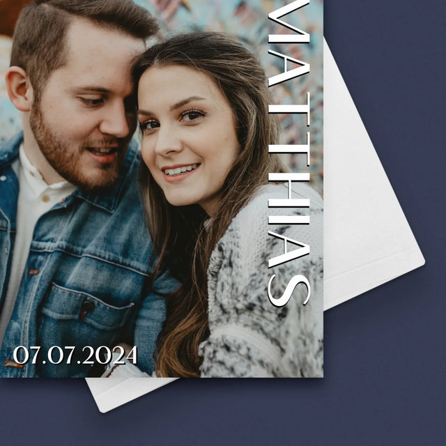 Foto Und Unterschrift: Namen Hochzeit - Glückwunschkarte