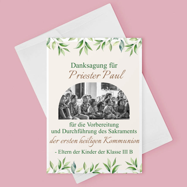 Foto Und Unterschrift: Dank An Den Priester-Kommunion - Glückwunschkarte