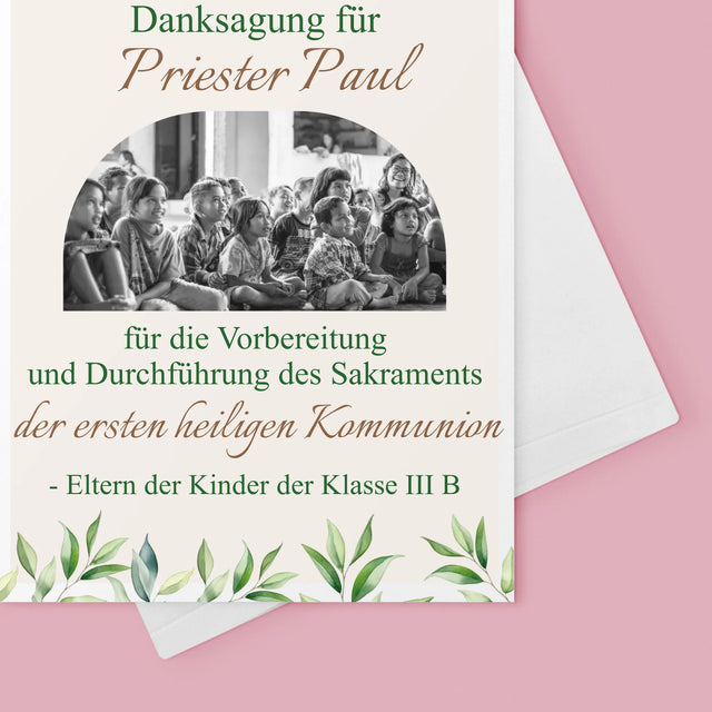 Foto Und Unterschrift: Dank An Den Priester-Kommunion - Glückwunschkarte