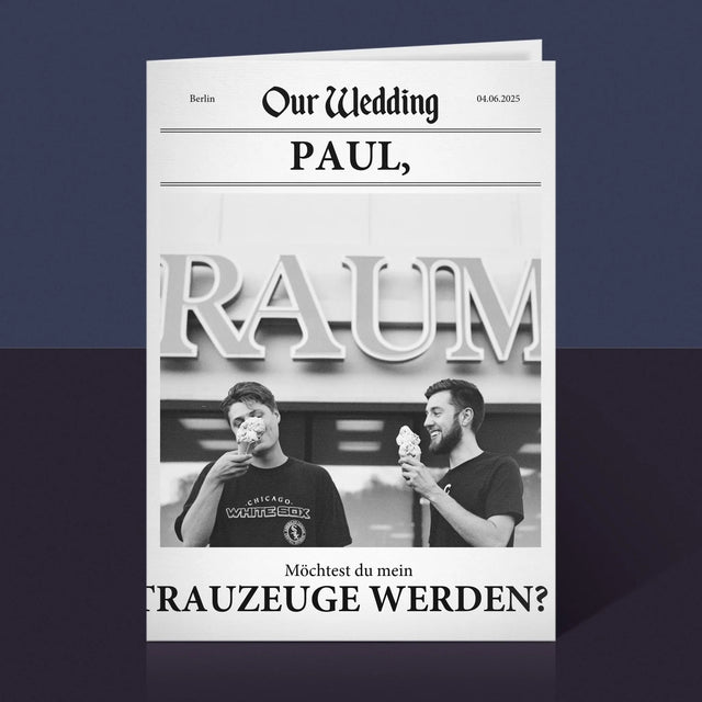 Foto Und Unterschrift: Our Wedding Trauzeuge  - Glückwunschkarte