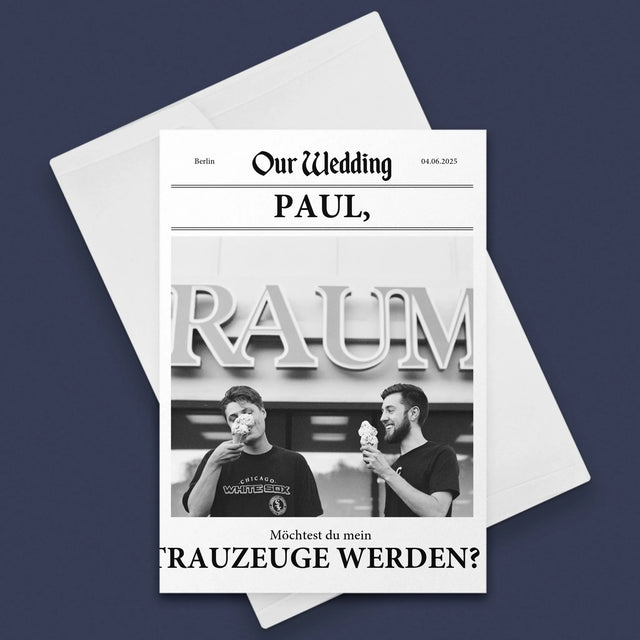 Foto Und Unterschrift: Our Wedding Trauzeuge  - Glückwunschkarte