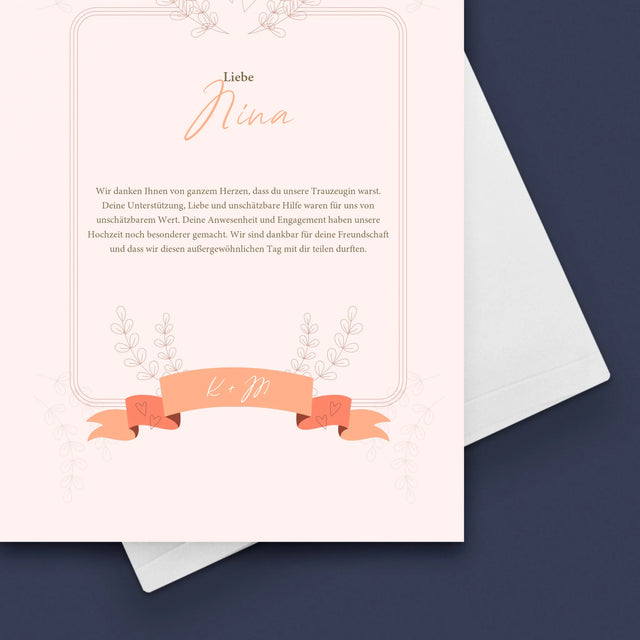 Name Und Unterschrift: Dank An Die Trauzeugin - Glückwunschkarte