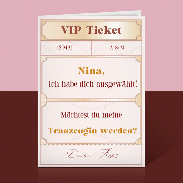 Name Und Unterschrift: Vip-Ticket- Trauzeugin - Glückwunschkarte