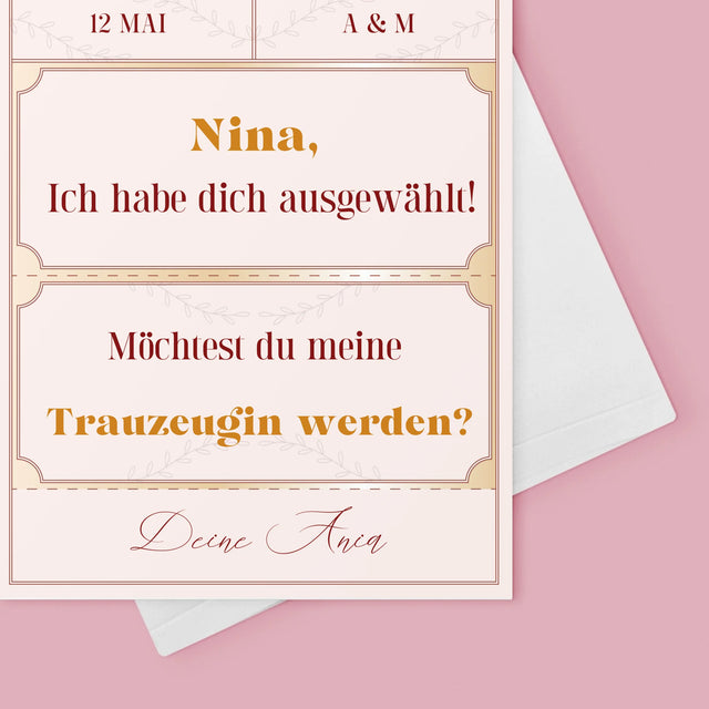 Name Und Unterschrift: Vip-Ticket- Trauzeugin - Glückwunschkarte