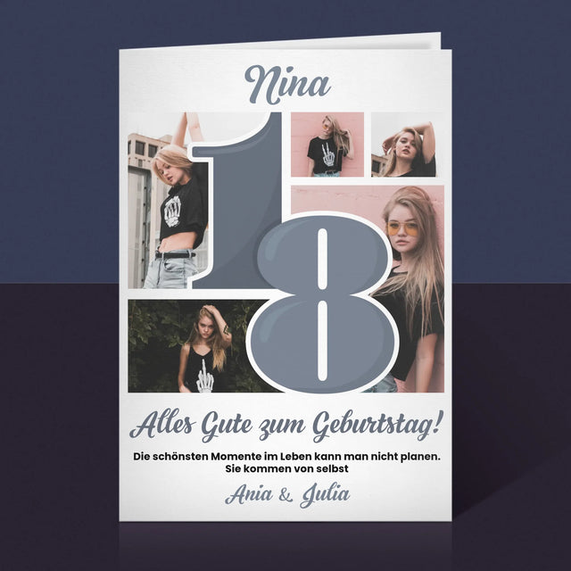 Fotocollage: 18 - Schönsten Momente - Glückwunschkarte