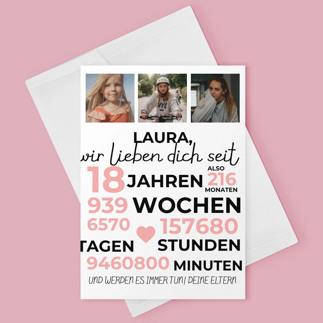 Fotocollage: Wir Lieben Dich Seit 18 Jahren - Glückwunschkarte