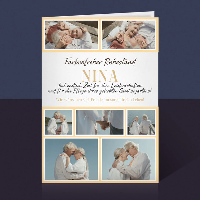 Fotocollage: Farbenfroher Ruhestand - Glückwunschkarte