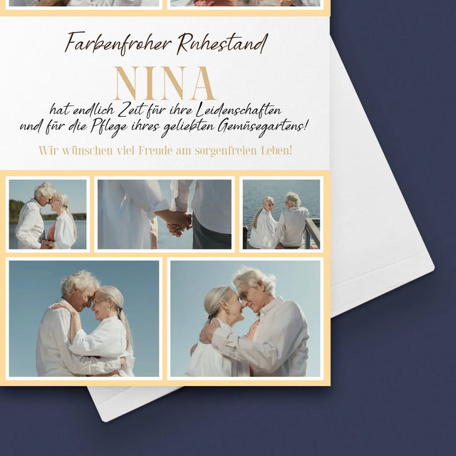 Fotocollage: Farbenfroher Ruhestand - Glückwunschkarte