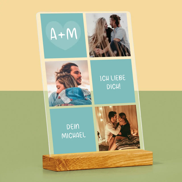 Fotocollage: Ich Liebe Dich Initialen - Druck Auf Acrylglas