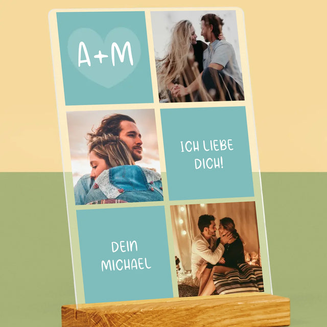 Fotocollage: Ich Liebe Dich Initialen - Druck Auf Acrylglas