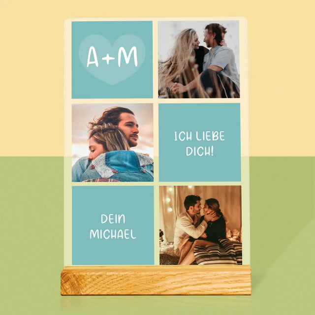 Fotocollage: Ich Liebe Dich Initialen - Druck Auf Acrylglas