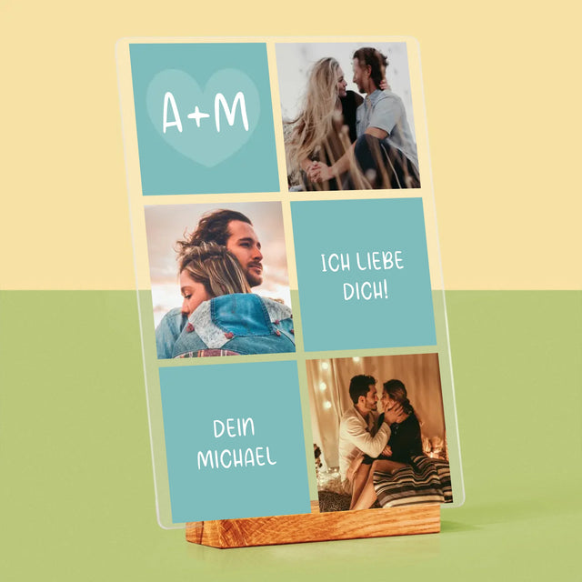 Fotocollage: Ich Liebe Dich Initialen - Druck Auf Acrylglas