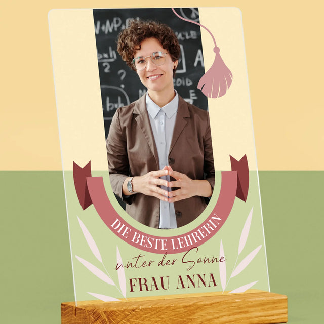 Foto Und Unterschrift: Die Beste Lehrerin Unter Der Sonne - Druck Auf Acrylglas