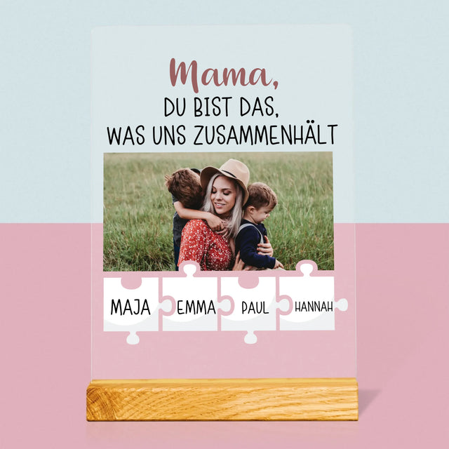 Foto Und Unterschrift: Mama, Du Bist Das, Was Uns Zusammenhält - Druck Auf Acrylglas