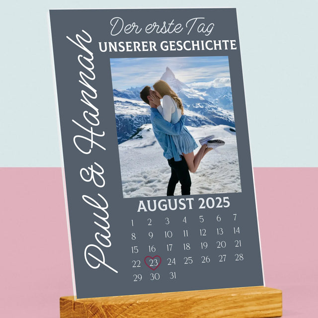 Foto Und Unterschrift: Der Erste Tag Unserer Geschichte - Druck Auf Acrylglas