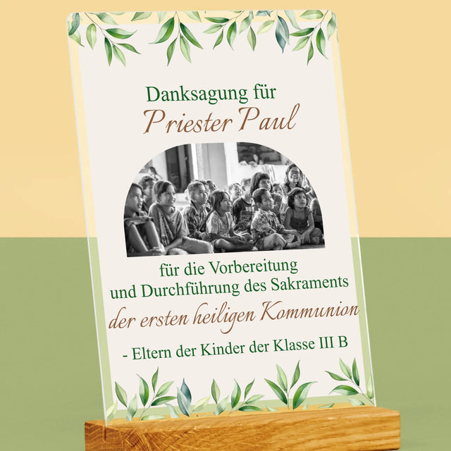 Foto Und Unterschrift: Dank An Den Priester-Kommunion - Druck Auf Acrylglas