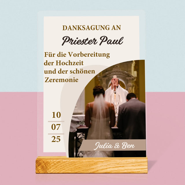 Foto Und Unterschrift: Danksagung Für Den Priester - Hochzeit - Druck Auf Acrylglas