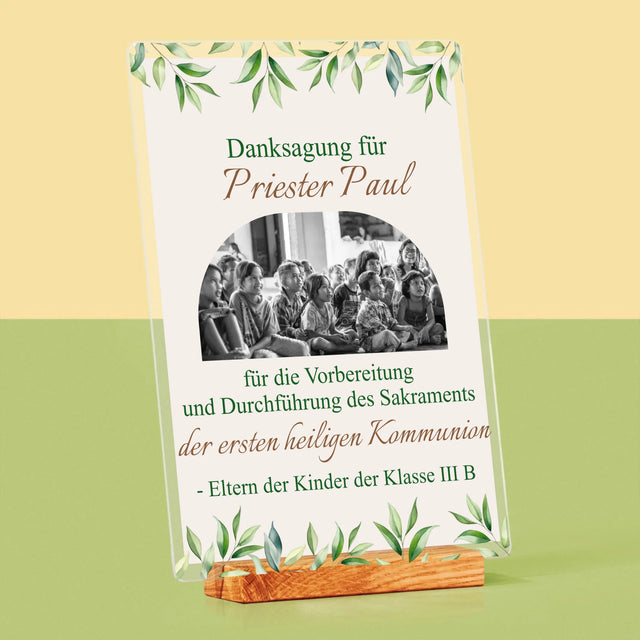 Foto Und Unterschrift: Dank An Den Priester-Kommunion - Druck Auf Acrylglas