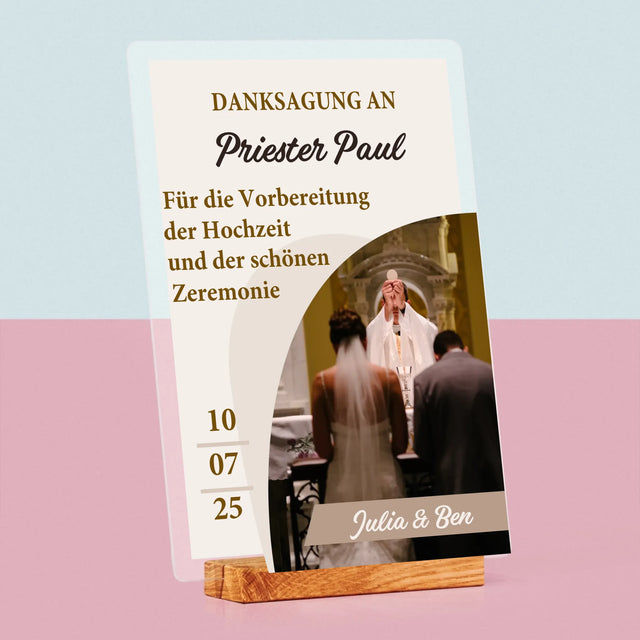 Foto Und Unterschrift: Danksagung Für Den Priester - Hochzeit - Druck Auf Acrylglas