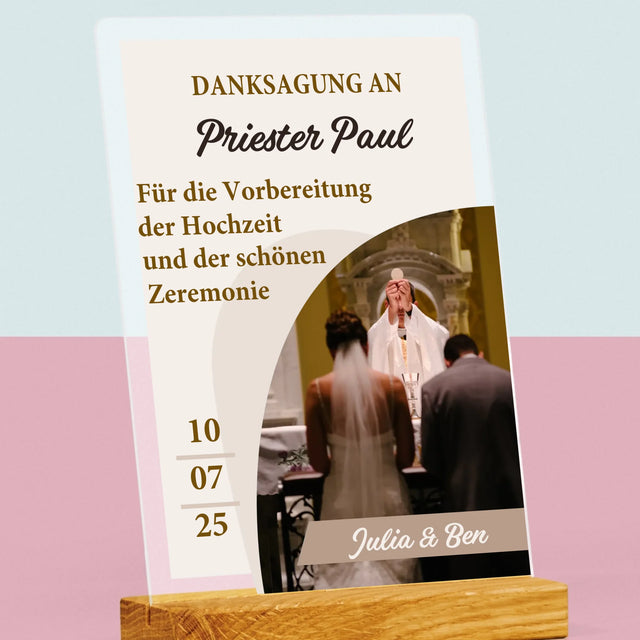 Foto Und Unterschrift: Danksagung Für Den Priester - Hochzeit - Druck Auf Acrylglas